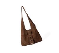 JINQIGG Moderne Wildleder-Umhängetasche, geräumige Kapazität, Unterarm-Geldbörse, Shopper für trendiges Outfit, Wildleder-Handtasche für Pendler, coffee, One Size