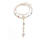 JINQIGG Vielseitige Retro-Halskette mit mehrschichtigen Perlen, verstellbarer Verschluss, ideal für lässige Büro- oder Party-Outfits, verstellbar, mehrschichtig, modische Halskette, Einheitsgröße, Wie