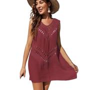 Jinsha Damen Sommer Strandkleider Strickpullover T-Shirt Dress Sexy Beach Bikini Poncho Pareos Cover Up Tunika Mode Kurze Lang Gestrickte Swimwear Badeanzug Boho Elegant Strandkleider für Damen(Black