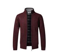 Jinsha Herren-Strickjacke Dicker-Pullover Stehkragen-Cardigan Winter - Warm Fleece-gefüttert Frühling Herbst Mantel Reißverschluss Sport Freizeit Klassisch Business Fashion Strickjacke(Wine red M)