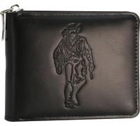 Jinweixb Kurze Herren-Geldbörse, Charakter-Muster, Reißverschluss, mehrere Fächer, große Kapazität, Kartenschlitz, schwarz, 11,4 x 9 cm