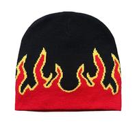 Jiqoe Damen Mützen & Mützen, Fire Flame Beanie Graphic Beanie Flame Beanie Y2K Beanie Skullies Beanie Knit Beanie Hat Flame Skull Cap Slouchy Beanies, rot, S/L