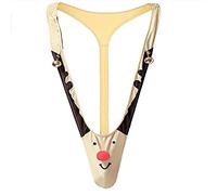 Jishi Herren Weihnachts-Rentier Mankini - lustiger frecher Streich Geschenk für Erwachsene - Herren-Badeanzug mit Glöckchen, einzigartige Geschenkidee, Rentier mit roter Nase, Einheitsgröße