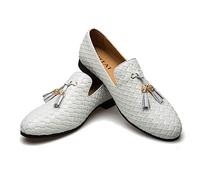 JITAI Mokassins Herren Schuhe Elegant Vintage Velvet BV Loafers Kunstleder Slipper, Weiß 08, 40 EU (7UK)