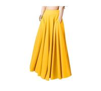 JITEM Langer Faltenrock für Damen, einfarbig, Übergröße, elastisch, hohe Taille, A-Linie, schwingender Rock, fließender Maxirock mit Taschen