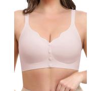 Jiuday Vorderverschluss BH Damen ohne Bügel Komfort Nahtloser Leicht Anzuziehen BHS für Still Ältere Menschen Bustier Gepolstert Stütz Seamless Soft Bralette (Rosa,2XL)