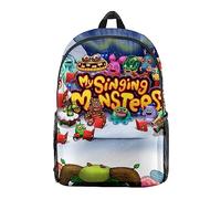Jiumaocleu My Singing Monsters Rucksack Kinder Schultasche Canvas Tasche Cartoon 3D Gedruckt Tagesrucksack Wasserdichter Rucksack Mode Casual Büchertasche für Kinder Jugendliche, Typ 13, 28x14x47cm