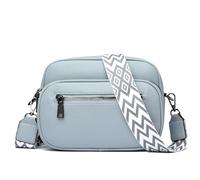 JIZK umhängetasche damen PU Leder Kleine Crossbody Bag Damen Handtasche Tasche Mit Breitem Gurt Damen handbags for women-Himmelblau