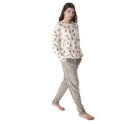 JJB4 Damen Schlafanzug mit langen Ärmeln aus Samt 2XL