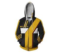 JJCat Herren Langarm 3D-Druck Kapuzen Schwarz Gelb Seitenstreifen Plus Größe 5XL Pullover Paar Sweatshirts(L,Grau2)
