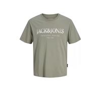 Rundhalsshirt JACK & JONES "JJDEVIN DAYTONA PRINT TEE SS CREW NECK", Herren, Gr. S, vetiver, Jersey, Obermaterial: 100% Baumwolle, bedruckt, regular fit normal, Rundhals, Shirts Rundhalsshirt (2453444