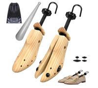 JJDPARTS Schuhspanner Holz, Schuhspanner Herren und Damen, 4-Wege Schuhdehner, Schuhweiter für Einstellbare Länge und Breite mit Schuhlöffel (S:damen Eu 34-40)