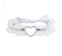 JJDreams Gothic Spitze Halskette Damen Herz Choker Halsband Choker mit Schleife Weiß Tattoo Halsband