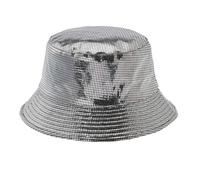 JJDreams Karierte Paillettenhut Fishinghut Unisex Disco Bucket Hut Double-Side Hat,Schwarz