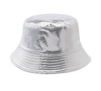 JJDreams Karierte Paillettenhut Fishinghut Unisex Disco Bucket Hut Double-Side Hat,Silber