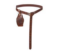 JJDreams Mittelalterliche geprägte Gürteltasche Renaissance Wikinger Piraten PU Leder braun Gürteltasche Vintage Cosplay Kostümzubehör 2er-Set für LARP