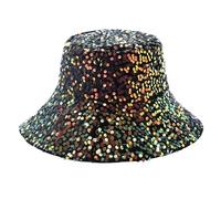 JJDreams Paillettenhut Fishinghut Unisex Disco Bucket Hut Karneval Glitzer Kappe,Blau
