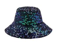 JJDreams Paillettenhut Fishinghut Unisex Disco Bucket Hut Karneval Glitzer Kappe,Grün
