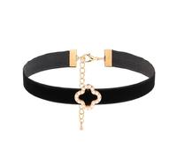 JJDreams Samt Choker Halskette Retro Punk Gothic Vintage Velvet Necklace 12 MM Breite Verstellbar Halsketten für Frauen und Mädchen,Vierblättriges Kleeblatt mit Perlen