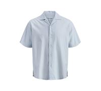 Kurzarmhemd JACK & JONES "JJEBREEZE LINEN BLEND RESORT SHIRT SS SN", Herren, Gr. M, N-Gr, celestial blau, Web, Obermaterial: 70% Baumwolle, 30% Leinen, unifarben, normal, Hemden, mit Knopfleiste (2989