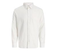 Langarmhemd "JJEBREEZE LINEN BLEND SHIRT L/S SN PLS", Herren, Gr. 5XL, N-Gr, weiß, Web, Obermaterial: 70% Baumwolle, 30% Leinen, JACK & JONES PLUSSIZE, Hemden, mit auffälliger Knopfleiste (37289139-5X