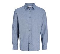 Langarmhemd JACK & JONES "JJECLASSIC MELANGE SHIRT L/S NOOS", Herren, Gr. S, N-Gr, blau (faded denim), Web, Obermaterial: 100% Baumwolle, modisch, comfort fit, Langarm, Hemden (34027268-S) faded denim