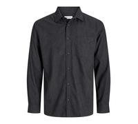 Langarmhemd "JJECLASSIC MELANGE SHIRT L/S SN PLS", Herren, Gr. 5XL, N-Gr, grau (dunkelgrau melange), Web, Obermaterial: 100% Baumwolle, JACK & JONES PLUSSIZE, unifarben, modisch, regular fit, Langarm,