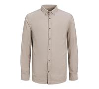 Langarmhemd JACK & JONES "JJECLASSIC MELANGE SHIRT LS SN" Gr. XL, N-Gr, beige (oatmeal) Herren Hemden (98206237-XL) oatmeal