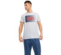 Rundhalsshirt JACK & JONES "JJECORP LOGO TEE PLAY SS O-NECK NOOS", Herren, Gr. S, weiß, Single Jersey, Obermaterial: 100% Baumwolle, bedruckt, normal normal, Rundhals, Shirts (77339747-S) weiß