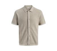Strickpullover JACK & JONES "JJEGEORGE KNIT SHIRT SS SN", Herren, Gr. M, coriander detail:with cloud dancer, Strick, Obermaterial: 85% Baumwolle, 15% Polyester, unifarben, normal, Rundhals, Pullover S