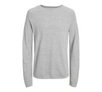 Jack & Jones Herren Strickpullover JJEHILL - Rundhals, Langarm, Baumwolle, Hellgrau, L