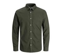 Jack & Jones Langarmhemd JJJOE SHIRT LS PLAIN Slim Fit 65% Polyester/35% Baumwolle Grün M