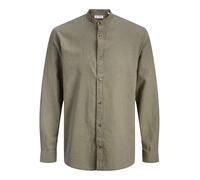 Jack & Jones Hemd JJESUMMER LINEN BLEND BAND - 70% Baumw./30% Leinen, Regular, Dusty Olive XXL