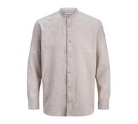 Jack & Jones Langarmhemd JJESUMMER Band Leinenmix Braun XXL
