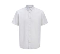 Kurzarmhemd JACK & JONES "JJESUMMER LINEN BLEND SHIRT S/S SN", Herren, Gr. S, N-Gr, weiß, Web, Obermaterial: 70% Baumwolle, 30% Leinen, unifarben, normal normal, Hemden, Baumwolle mit Leinen, regular