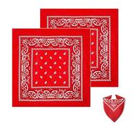 JJiaoLinin Bandana, 2 Stück Halstuch Rot,Paisley Halstuch,Bandanas mit Original Paisley Muster,Bandana Damen Herren,Headwear Haar Schal Ansatz Handgelenk Kopf Biker(55 x 55 cm)