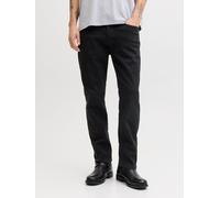 Straight-Jeans JACK & JONES "JJICLARK JJORIGINAL SQ 2", Herren, Gr. 32, Länge 30, blau (schwarz denim), Denim/Jeans, Obermaterial: 76% Baumwolle, 22% Polyester, 2% Elasthan, Abriebeffekte, straight fi