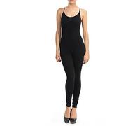 JJJ Damen-Catsuit, Baumwolle, Spaghetti-Träger, Yoga-Body, Overall, Übergrößen, Schwarz2, M