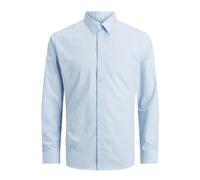 Langarmhemd JACK & JONES "JJJOE SHIRT LS PLAIN", Herren, Gr. M, N-Gr, blau (cashmere blau), Web, Obermaterial: 65% Polyester, 35% Baumwolle, unifarben, modisch, slim fit normal, Langarm 2-Knopf-Mansch