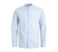 Langarmhemd JACK & JONES "JJJOE SHIRT LS PLAIN MAO", Herren, Gr. XXL, N-Gr, cashmere blau, Web, Obermaterial: 65% Polyester, 35% Baumwolle, unifarben, slim fit hüftlang, Hemden Langarmhemd (97924633-X