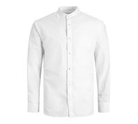 Langarmhemd JACK & JONES "JJJOE SHIRT LS PLAIN MAO", Herren, Gr. M, N-Gr, weiß, Web, Obermaterial: 65% Polyester, 35% Baumwolle, unifarben, slim fit hüftlang, Hemden (63668618-M) weiß