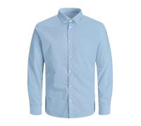 Langarmhemd "JJJOE SHIRT LS PLAIN PLS", Herren, Gr. 6XL, N-Gr, cashmere blau, Web, Obermaterial: 65% Polyester, 35% Baumwolle, JACK & JONES PLUSSIZE, unifarben, regular fit, Hemden (62076349-6XL) cash