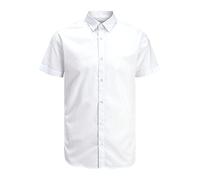 Kurzarmhemd JACK & JONES "JJJOE SHIRT SS PLAIN", Herren, Gr. S, N-Gr, weiß, Web, Obermaterial: 65% Polyester, 35% Baumwolle, unifarben, slim fit hüftlang, Hemden (26724750-S) weiß