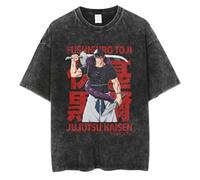 JJK T-Shirts Gojo Satoru/Fushiguro Toji T-Shirt 3D Druck Cartoon Cosplay T-Shirt Schwarz Kurzarm Tops Casual Sommer Manga Tee für Damen und Herren, Typ 3, S
