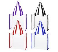 JJQHYC 4 Transparente Tragetasche, Strand Taschen, PVC Schultertaschen Damen Durchsichtige Handtaschen Taschen für Stadion, Schule und Einkaufen