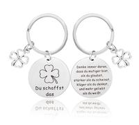 JJUNW 2 Stück Glücksbringer Schlüsselanhänger, Du Schaffst Das Motivationsgeschenke Schlüsselanhänger mit Gravur inspirierende Glücksbringer Prüfung Mutmacher Lucky Charms Geschenke für Frauen Freundi