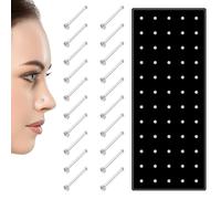 JJUNW 60 Stück Nasenpiercing Stecker, Edelstahl Nasenstecker Silber Nase Stecker mit Strass Gerade Stolzenstangenstiftstahl Stecker Schmuck (1,5 mm)