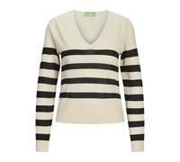 JJXX Damen JXATHENA V-Neck Knit NOOS Strickpullover, Cloud Dancer/Stripes:/Black, XS