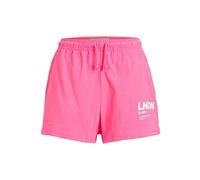 JJXX Damen Jxbali Hw Relaxed Vint Shorts, Carmine Rose/Print:Bright White Lndn Print, S EU