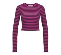 JJXX Damen JXFELINE STR LS Stripe Rib Tee JRS NOOS Langarmshirt, Fuchsia Red/Print:Sassafras, X-Large